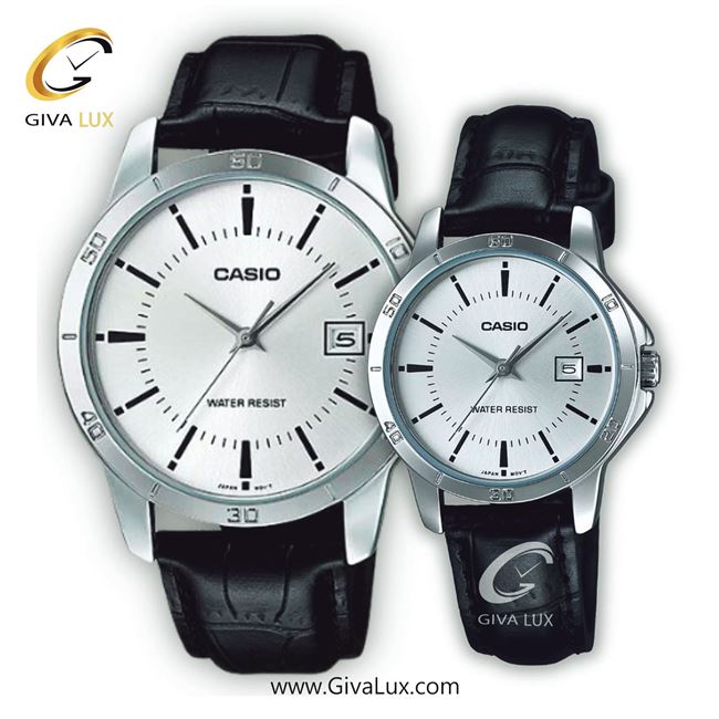 ساعت مچی اورجینال ست کاسیو Casio نقره ای | مشکی| نقره ای| کد رفرنس زنانه: LTP-V004L-7AUDF، مردانه: MTP-V004L-7AUDF